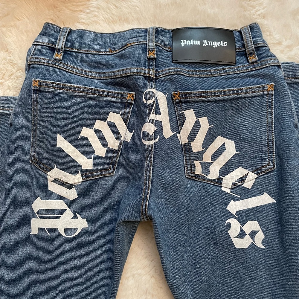 Palm Angels Low Rise Straight Leg Logo jeans size 25 2